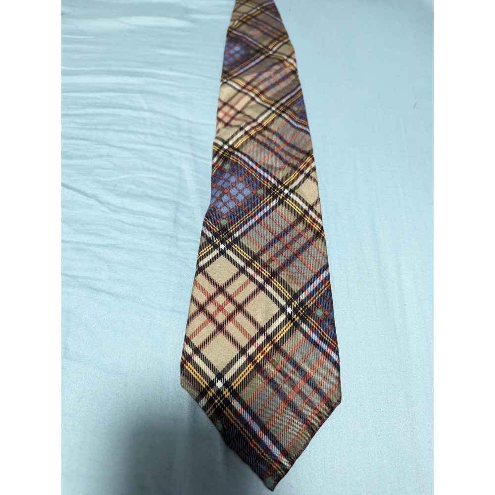 Vintage Plaid Neck Tie Tango By Max Raab 100% Cotton Made USA